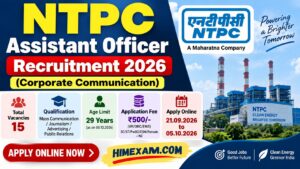 NTPC Assistant Officer Recruitment 2026: Apply Online for 15 Corporate Communication Posts