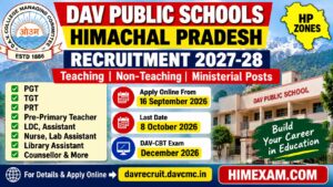 DAV Public Schools Himachal Pradesh Recruitment 2027-28: Teaching & Non-Teaching Posts