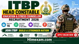 ITBP Head Constable Education & Stress Counsellor Recruitment 2026 – Apply Online for 16 Posts