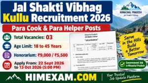 Jal Shakti Vibhag Kullu Para Cook & Para Helper Recruitment 2026