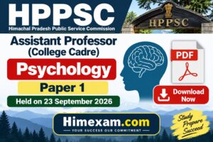 HPPSC Assistant Professor (College Cadre) Psychology Paper 1 Held on 23 September 2026 – PDF Download