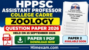 HPPSC Assistant Professor College Cadre Zoology Question Paper 2026 – Paper 1 PDF