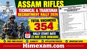 Assam Rifles Technical and Tradesman Recruitment Rally 2026: 354 Vacancies