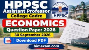 HPPSC Assistant Professor College Cadre Economics Question Paper Held on 30 September 2026
