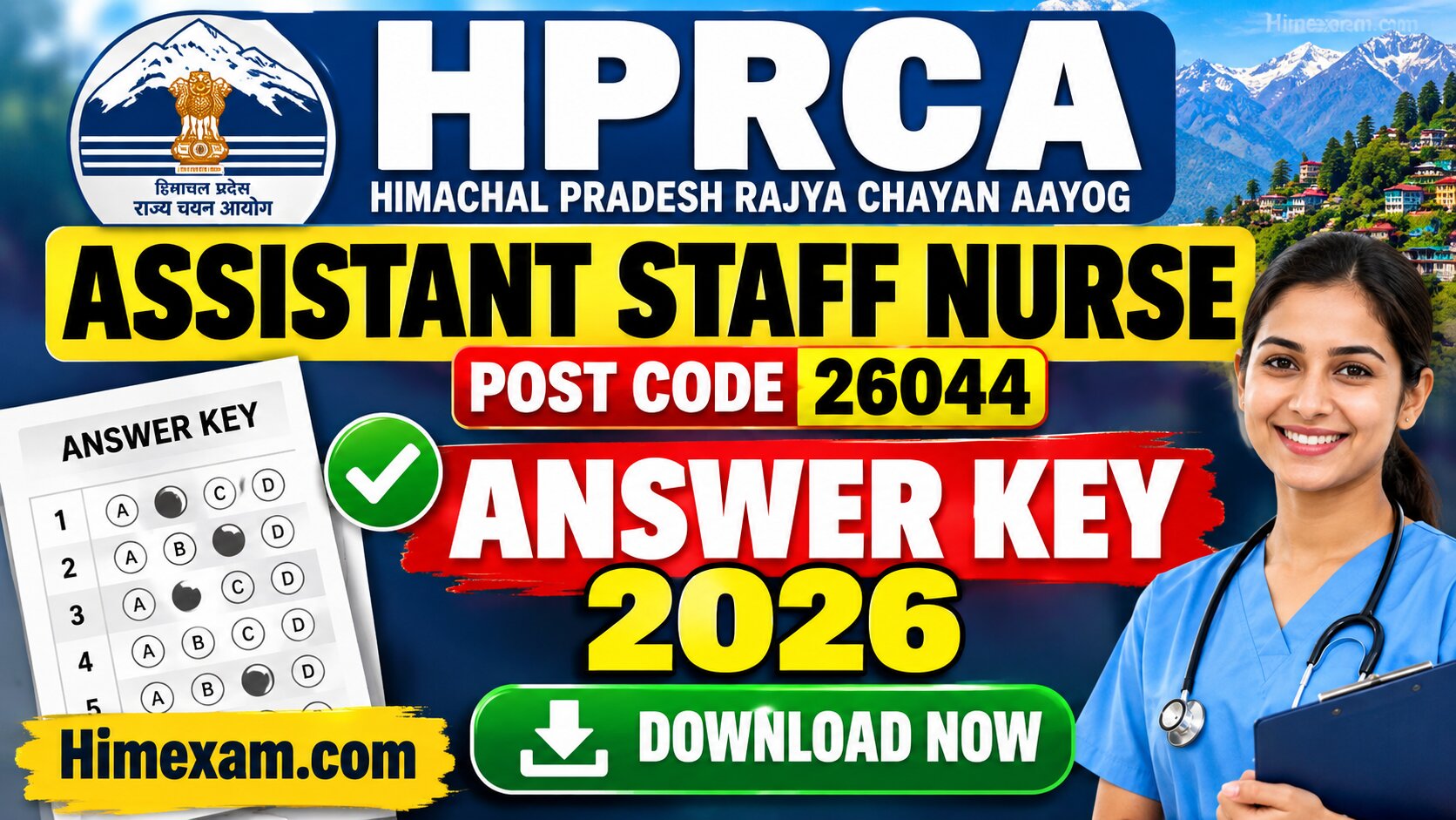 HPRCA Assistant Staff Nurse Answer Key 2026 – Download Official Answer Key