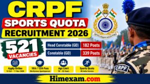 CRPF Sports Quota Recruitment 2026: Apply Online for 521 Head Constable & Constable Posts