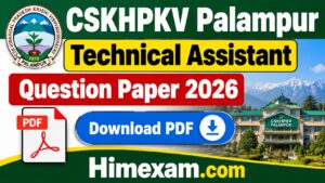 CSKHPKV Palampur Technical Assistant Question Paper 2026 PDF Download