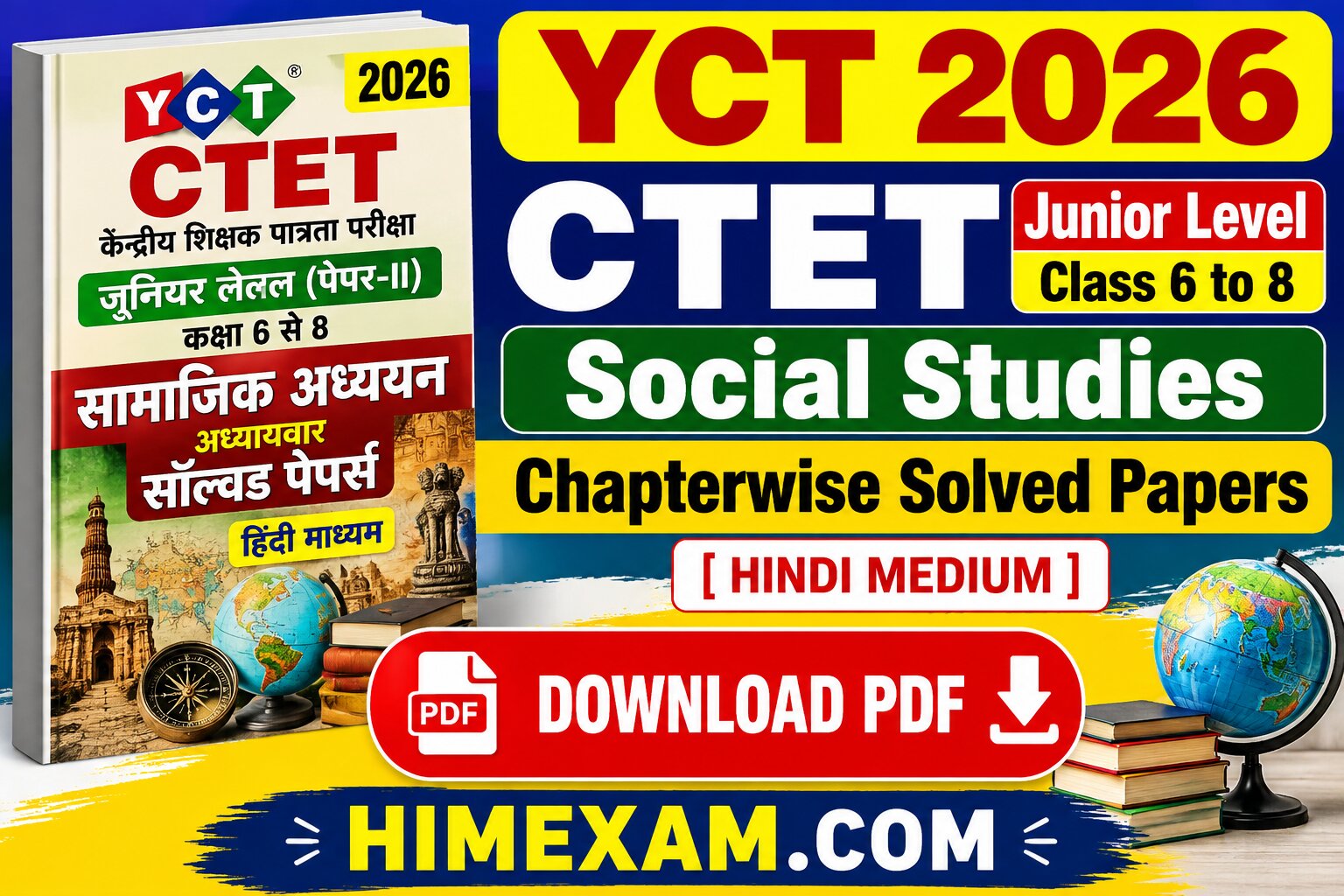 YCT 2026 CTET Junior Level Class 6 to 8 Social Studies Chapterwise Solved Papers PDF (Hindi Medium)
