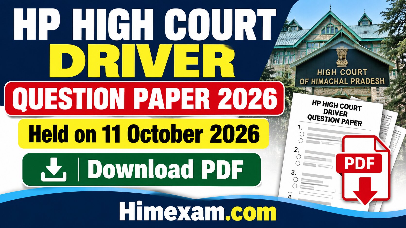 HP High Court Driver Question Paper 2026 PDF Download (11 October)