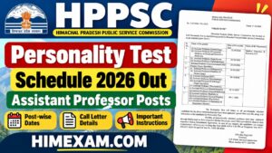 HPPSC Personality Test Schedule 2026 Out for Assistant Professor Posts