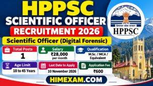 HPPSC Scientific Officer Recruitment 2026: Apply Online for Digital Forensic Post