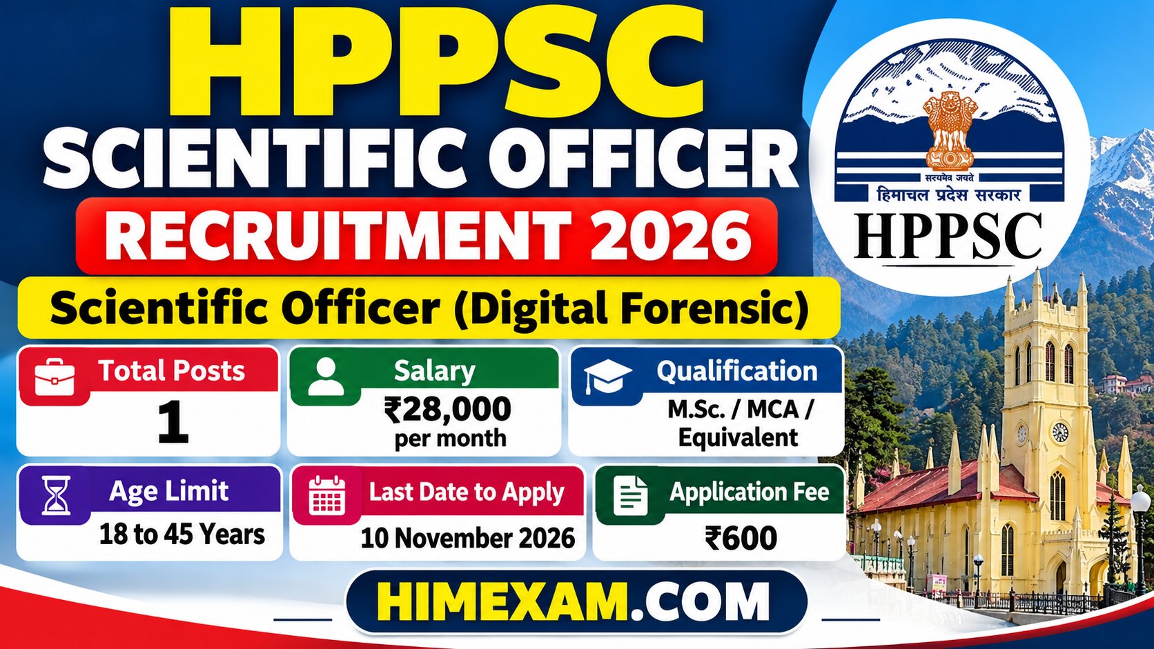HPPSC Scientific Officer Recruitment 2026: Apply Online for Digital Forensic Post