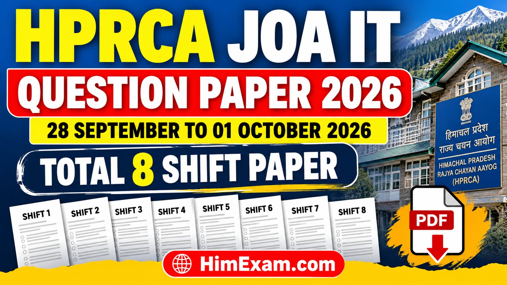 HPRCA JOA IT Question Paper 2026 – 28 September to 01 October 2026 | All 8 Shift Papers