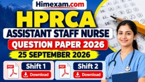 HPRCA Assistant Staff Nurse Question Paper 2026 – 25 September 2026