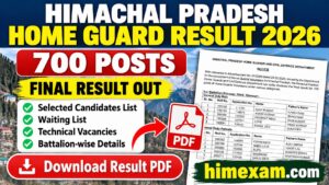 Himachal Pradesh Home Guard Result 2026 Out – 700 Posts Final Result PDF