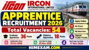 IRCON Apprentice Recruitment 2026: Apply Online for 54 Graduate and Diploma Apprentice Posts