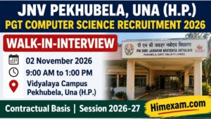 JNV Pekhubela Una Recruitment 2026: PGT Computer Science Walk-in Interview on 2 November