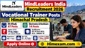 MindLeaders India Recruitment 2026: 81 Vocational Trainer Vacancies in Himachal Pradesh