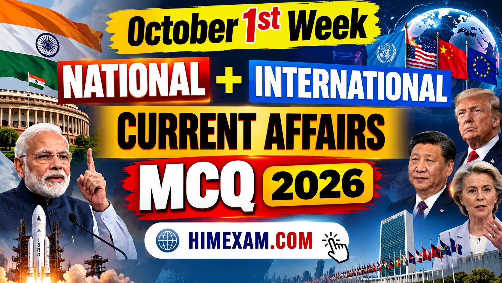 October 1st week National + Internaional Current Affairs MCQ 2026